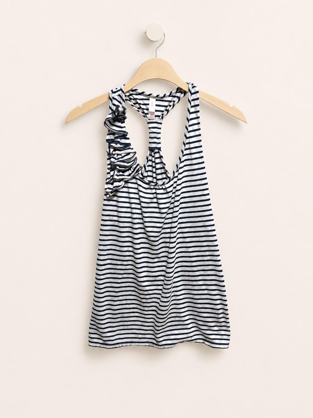Striped Racerback Top with Ruffle Detail - Picture 5 of 10